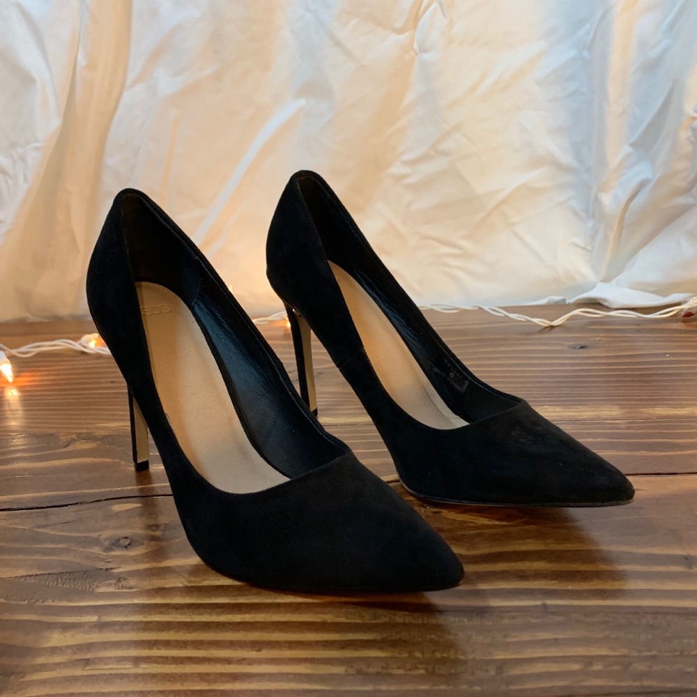 Black suede stilettos